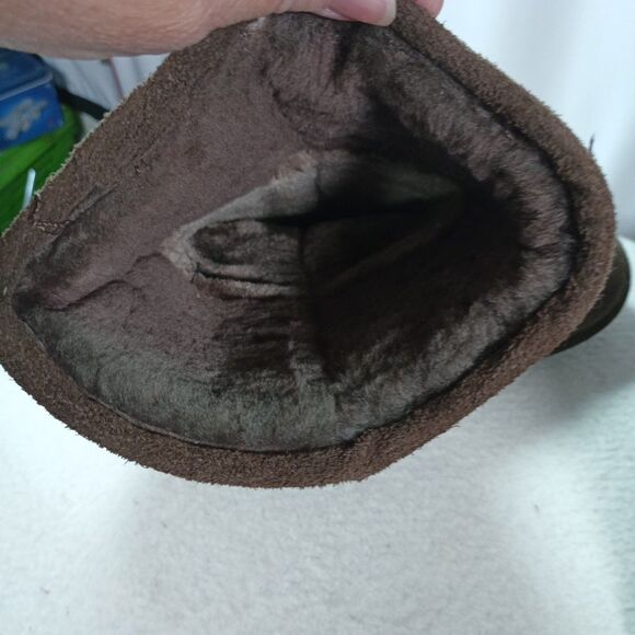 Bjorndal Women’s Size 7 Brown Suede Boots Faux Fur Lined Slip-On Comfort Warm - Picture 9 of 16